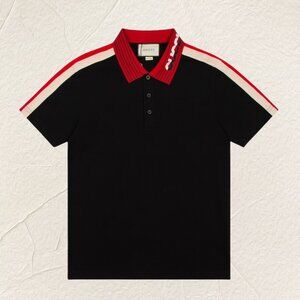 Gucci Black Polo Shirt with Bold Collar